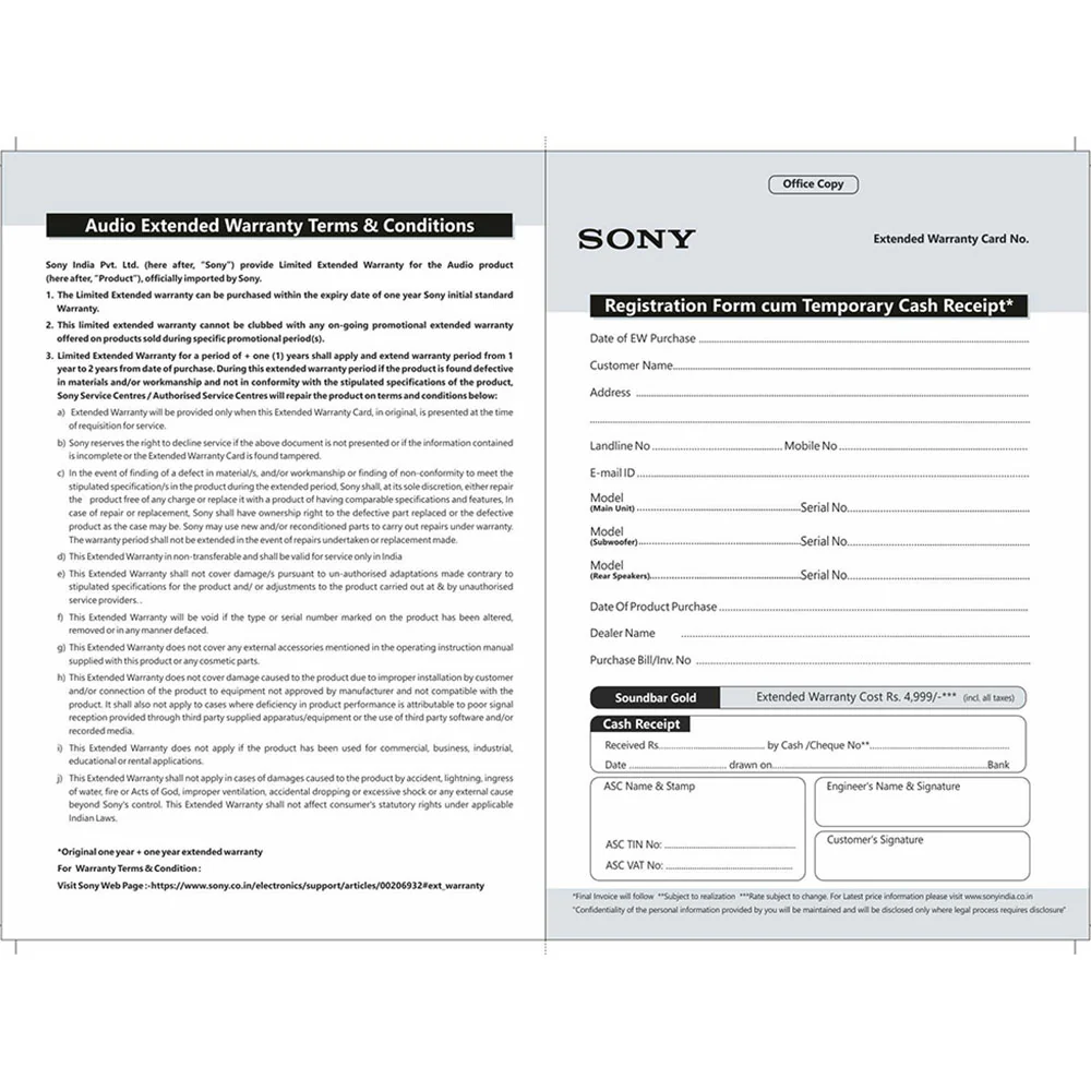 SONY AUDIO +1 Year Extended Warranty-Soundbar Gold - Image 3
