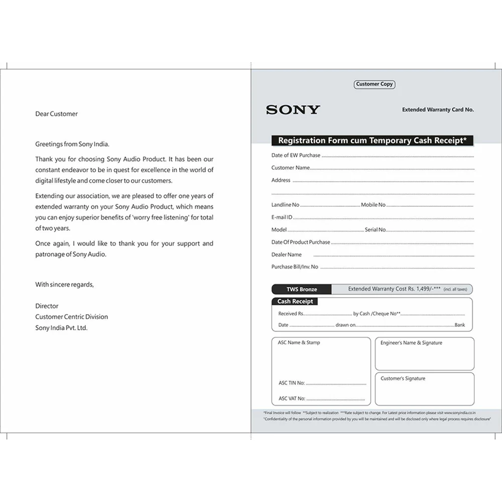 SONY AUDIO +1 Year Extended Warranty-TWS Bronze - Image 2