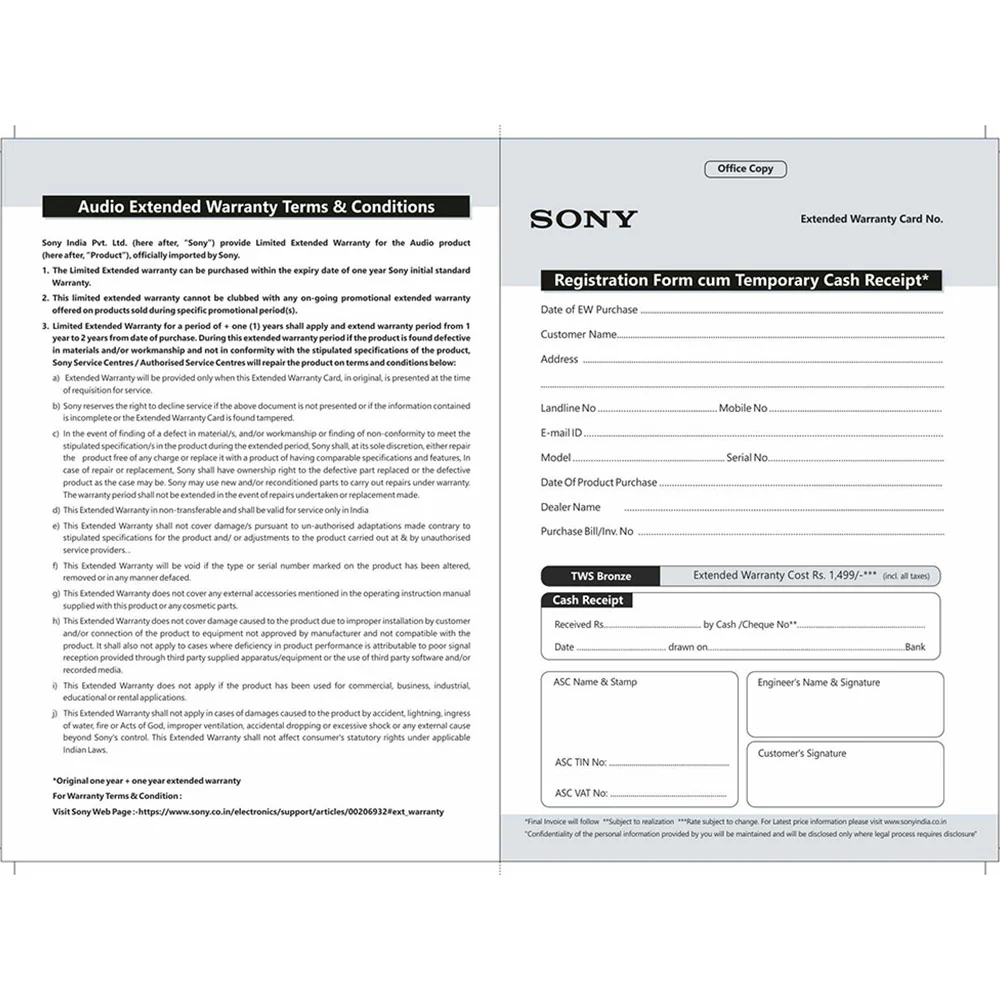 SONY AUDIO +1 Year Extended Warranty-TWS Bronze - Image 3