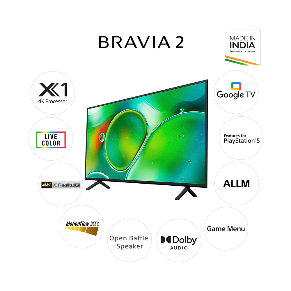 Sony 139 cm (55) BRAVIA 2 4K Ultra HD Smart LED Google TV K-55S25 (Black) - Image 3