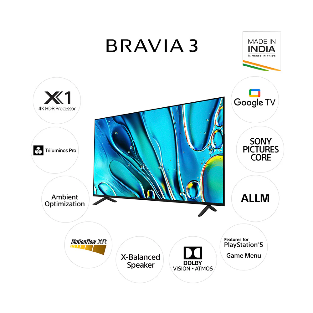 Sony 139 cm (55) BRAVIA 3 4K Ultra HD Smart LED Google TV K-55S30 (Black) - Image 3