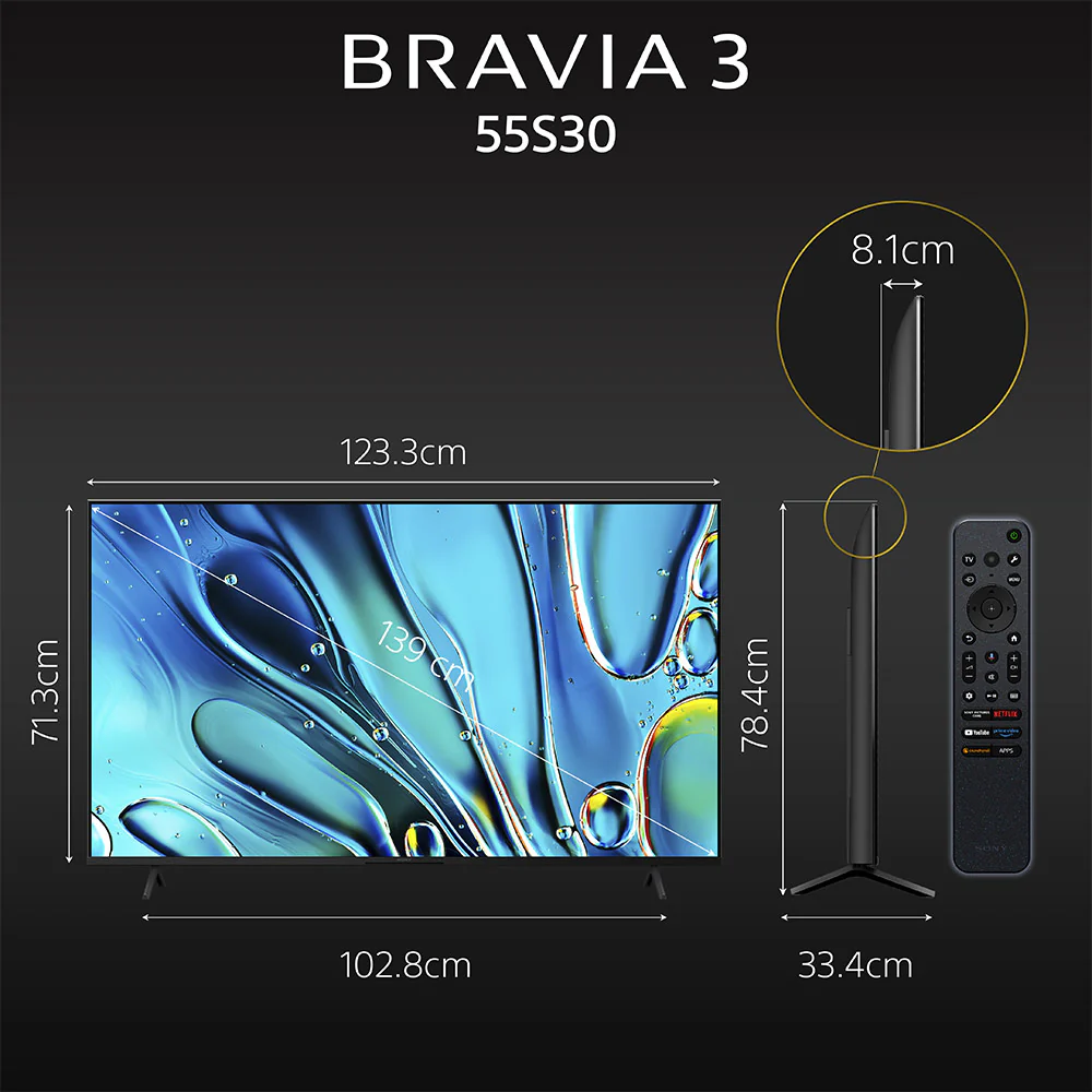 Sony 139 cm (55) BRAVIA 3 4K Ultra HD Smart LED Google TV K-55S30 (Black) - Image 6