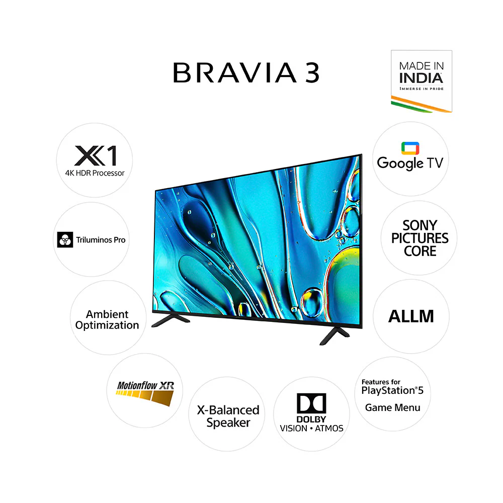 Sony 164 cm (65) BRAVIA 3 4K Ultra HD Smart LED Google TV K-65S30 (Black) - Image 3