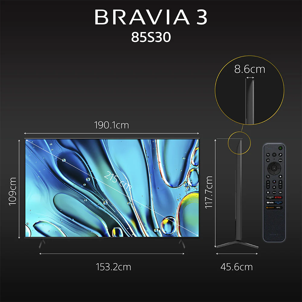 Sony 215 cm (85) BRAVIA 3 4K Ultra HD Smart LED Google TV K-85S30 (Black) - Image 6