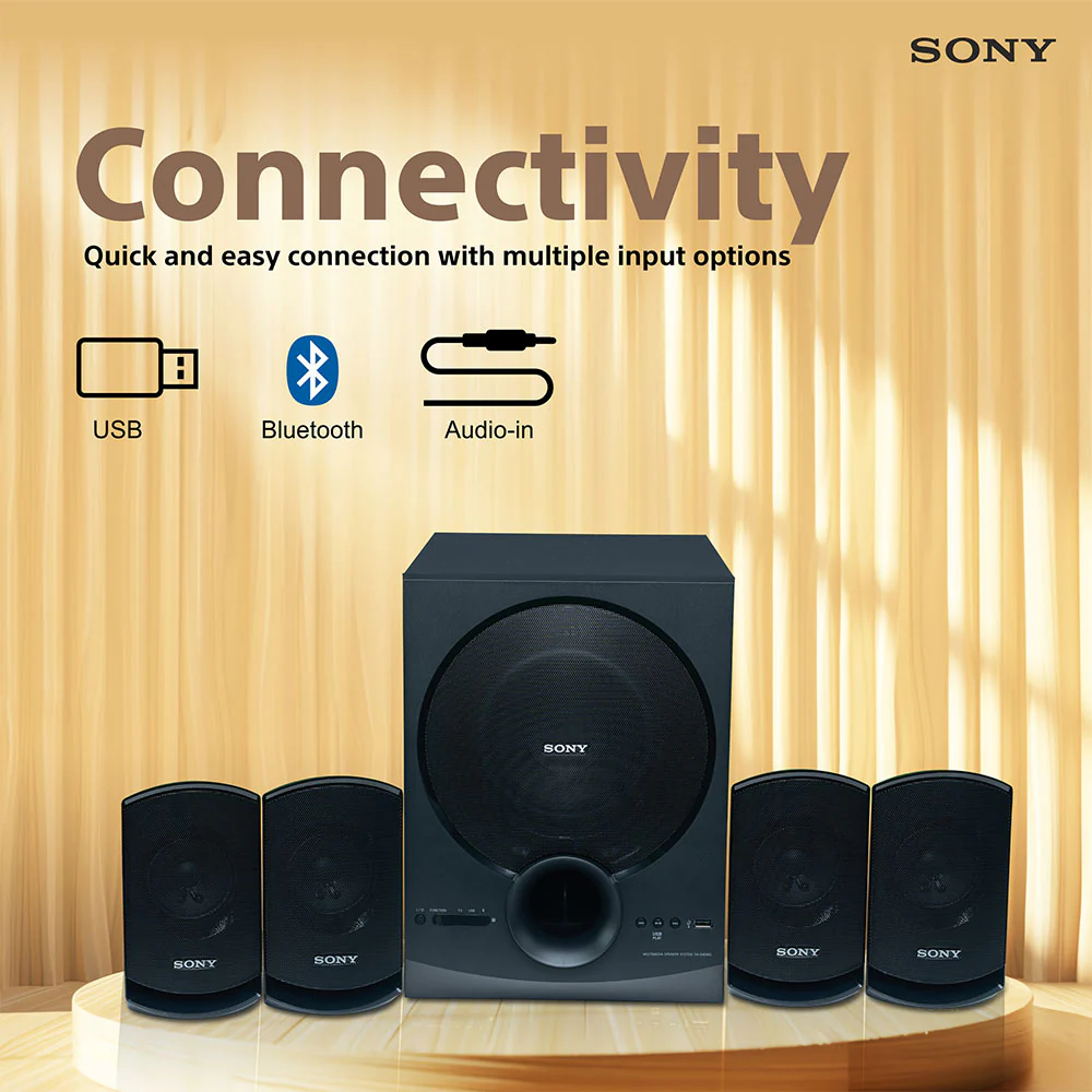 Sony New SA-D40M2 4.1ch Home Theatre Speaker with 100w Power Output and Powerful Subwoofer (Bluetooth, USB, AUX, Remote Control) - Image 6