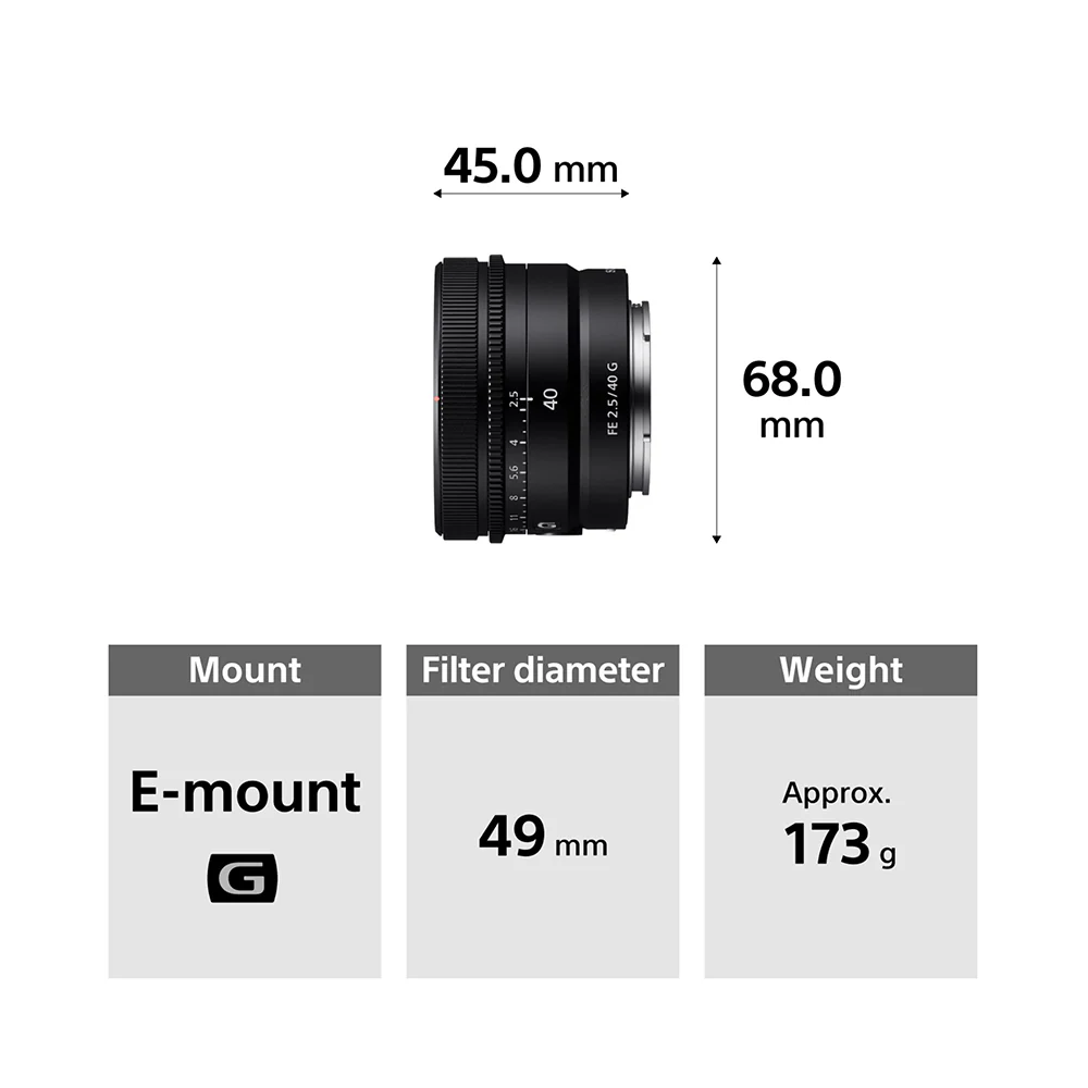 Sony FE 40mm F2.5 G (SEL40F25G) E-Mount Full-Frame, Standard Prime G Lens - Image 10