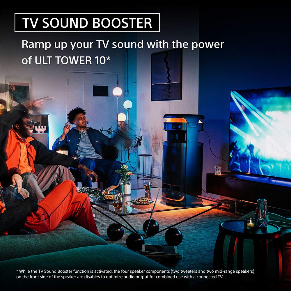 Sony ULT TOWER 10 Party Speaker with ULT button(2 Modes) for Massive Bass and Powerful Sound, 360 Sound & Party Lights,Wireless Mic for Karaoke,Bluetooth,Touch Panel,IP64, TV Sound Booster,Wheels - Image 6