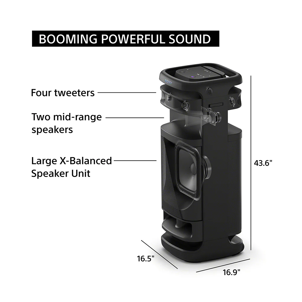 Sony ULT TOWER 10 Party Speaker with ULT button(2 Modes) for Massive Bass and Powerful Sound, 360 Sound & Party Lights,Wireless Mic for Karaoke,Bluetooth,Touch Panel,IP64, TV Sound Booster,Wheels - Image 7