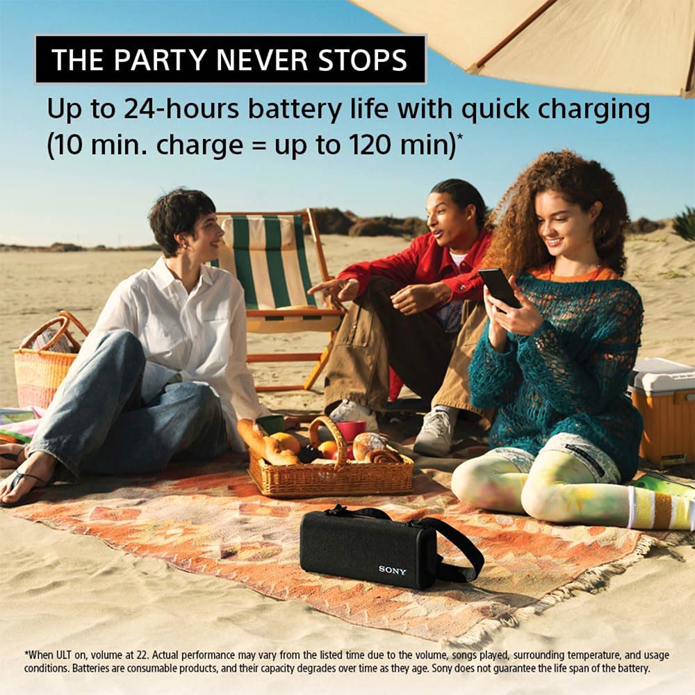 Sony New Launch ULT FIELD 3 Bluetooth Wireless Speaker with Massive Bass|24hrs Playtime|Hands Free Calling(with Mic)|IP67 (Waterproof,Dustproof,Rustproof)|Shoulder Strap|Quick Charge(SRS-ULT30) - Image 3