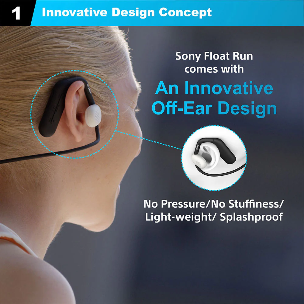 Sony Float Run WI-OE610 Headphones Designed for Running, Cycling, Hiking & Other Sports, Gym Headphones with Open-Ear Design, 10Hrs Battery, Splash Proof, Totally New Concept for Ear Health & Comfort - Image 12