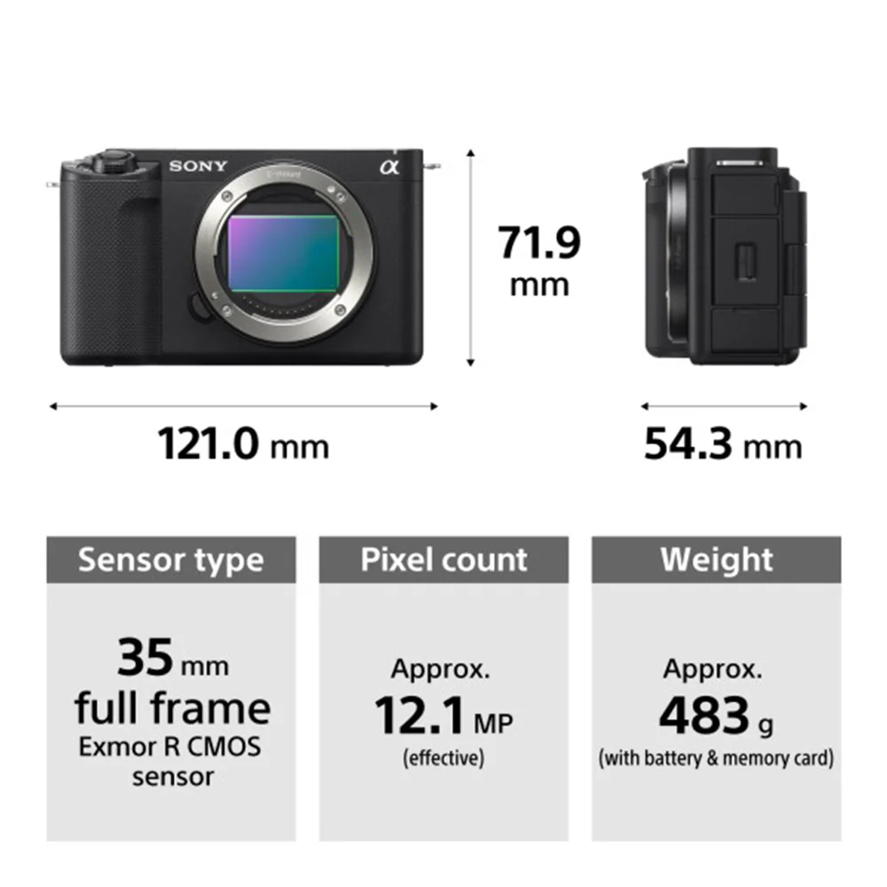 Sony Alpha ZV-E1 Full-Frame Interchangeable-Lens Mirrorless vlog Camera (Body Only) | Made for Creators | 12.1 MP | Artificial Intelligence based Autofocus | 4K 120p Recording - Black - Image 3